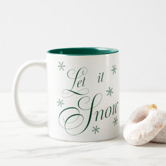 'Let it Snow' Merry Christmas & Family Name Two-Tone Coffee Mug