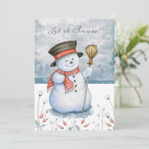 Let it Snow Merry Christmas Snowman Personalised Holiday Card