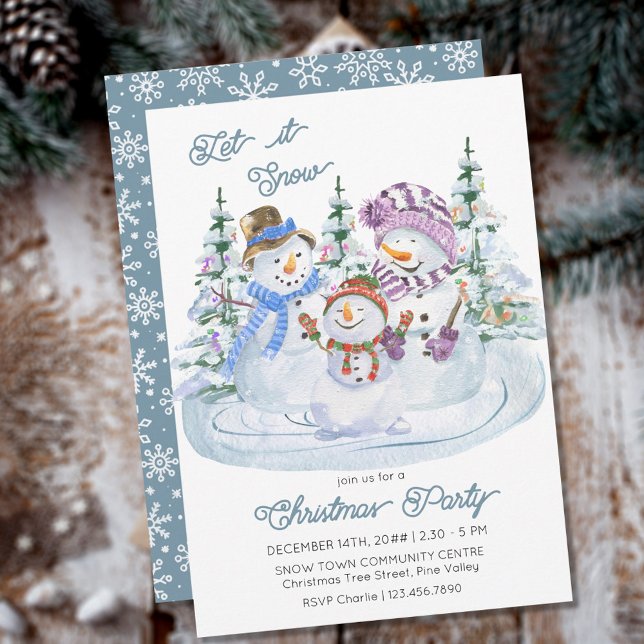 Let it Snow Merry Snowman Christmas Party Invitation (Creator Uploaded)