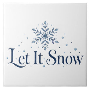 Let It Snow Minimalist Snowflake Christmas Ceramic Tile