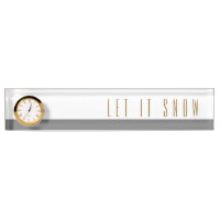 LET IT SNOW Modern White Grey Colour Block Clock