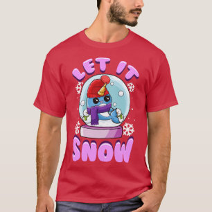 Let It Snow Narwhal Snow Globe Christmas T-Shirt