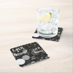 Let it Snow on a Snowy Background Paper Coaster