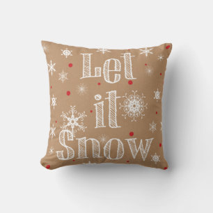 Let it Snow on Faux Kraft Paper Pillow