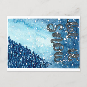 Let It Snow original watercolor painting Holiday Postcard