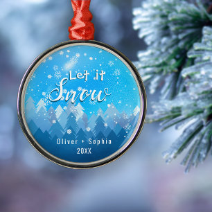 Let it Snow Our 1st Christmas Blue Metal Tree Decoration