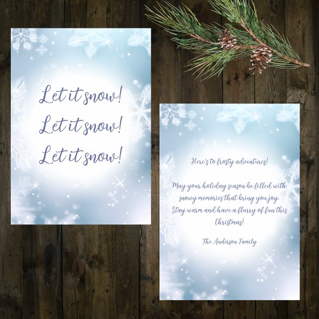 Let It Snow Pale Blue Snowflake Holiday Card (Creator Uploaded)