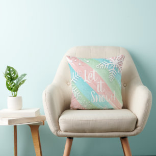 Let It Snow Pastel Christmas Cushion