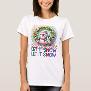 Let It Snow Penguin Family Christmas T-Shirt