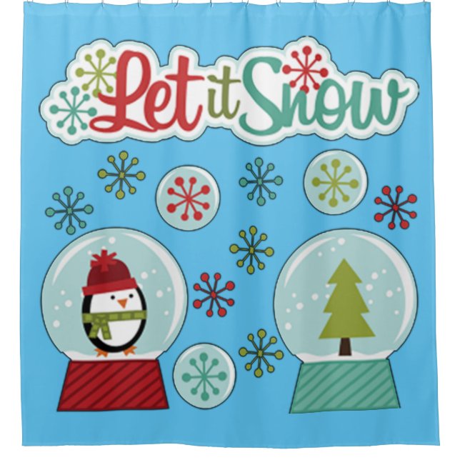 Let It Snow Penguin Shower Curtain (Front)