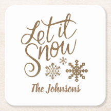 Let it Snow Personalised Paper Christmas Coasters
