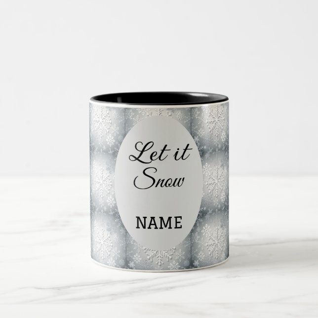 Let It Snow: Personalized Winter  Two-Tone Coffee Mug (Center)
