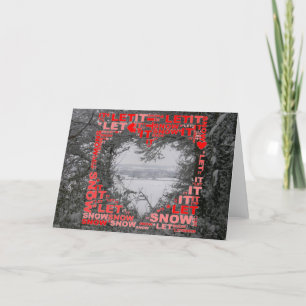 Let It Snow Photo Red Heart Greeting Card