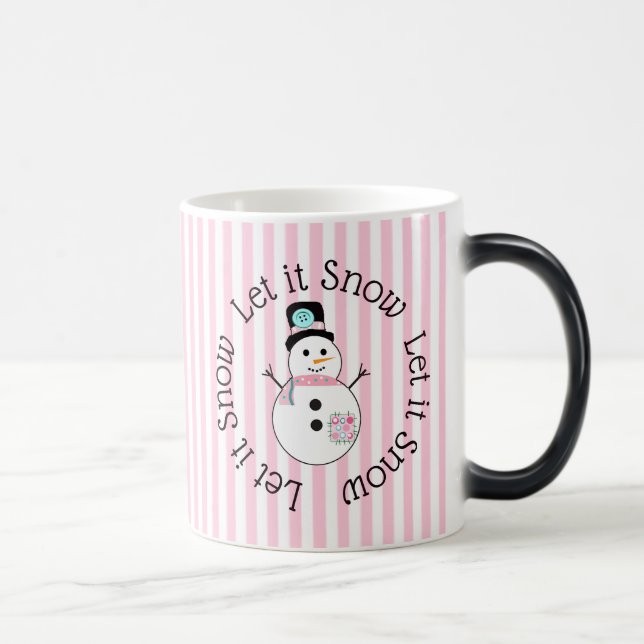 Let It Snow Pink Snowman Christmas Coffee Mug (Right)