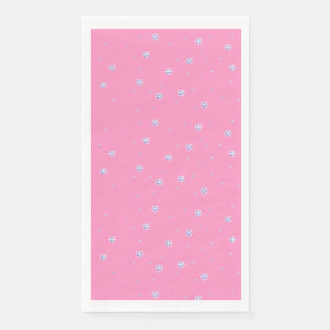 Let it Snow Pink Winter Snowflakes  Napkin (Front)