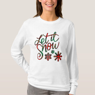 Let It Snow Plaid Christmas Woman's Long Sleeve T- T-Shirt
