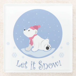 Let it Snow! (Polar Bear) Glass Coaster