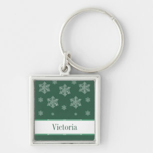 Let it Snow Premium Keychain, Green Key Ring