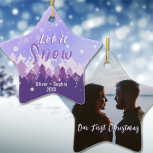 Let it Snow Purple Our First Christmas Ceramic Tree Decoration