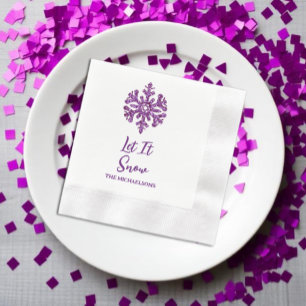 Let It Snow Purple Snowflake Napkin