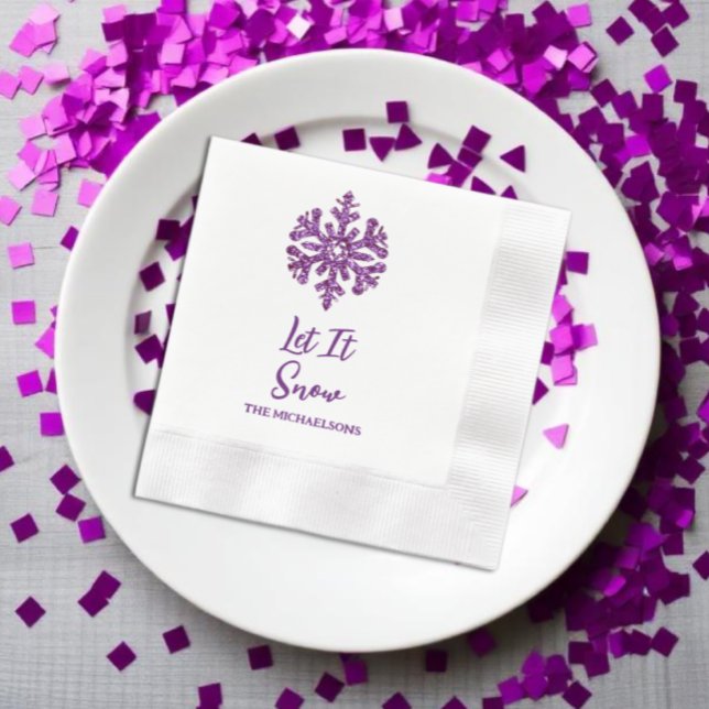 Let It Snow Purple Snowflake Napkin (Creator Uploaded)
