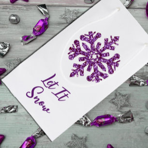 Let It Snow Purple Snowflake Small Gift Bag
