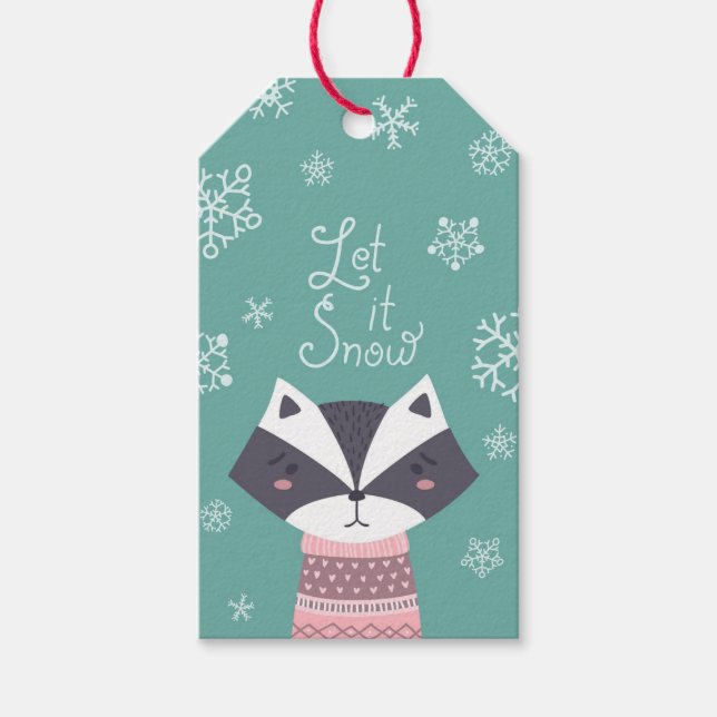 Let it Snow Racoon Gift Tags (Front)