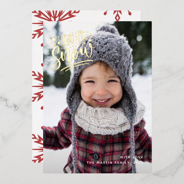 Let it Snow Red One Photo Christmas Holiday (Front/Back)