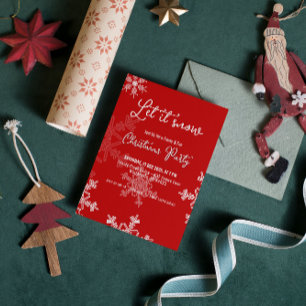 Let it snow red snowflakes Christmas Party  Invitation