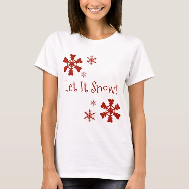 Let It Snow Red Snowflakes Shirt (Front)
