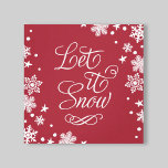 Let it Snow Red Winter Snow Typography Canvas Print<br><div class="desc">Elegant winter seasonal canvas art design features "Let it Snow" design in a beautiful white script writing with a modern snowflake patterned border. The red background color can be customized to coordinate with your holiday decor.</div>
