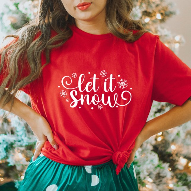 Let It Snow Red Women's Christmas T-Shirt (Creator Uploaded)