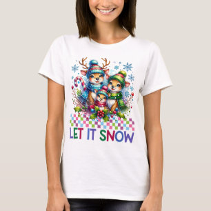 Let It Snow Reindeer Family Christmas T-Shirt