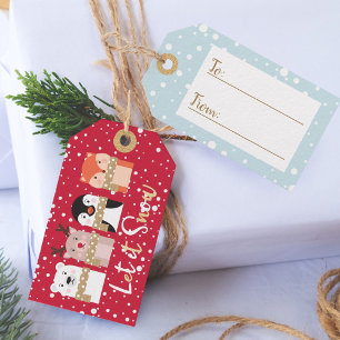Let It Snow Reindeer, Polar Bear, Penguin & Fox Gift Tags