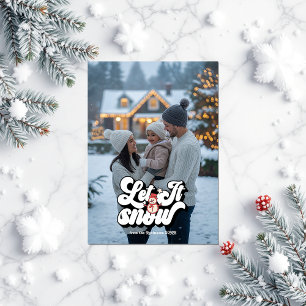 "Let It Snow" Retro Christmas Photo Collage Holiday Card