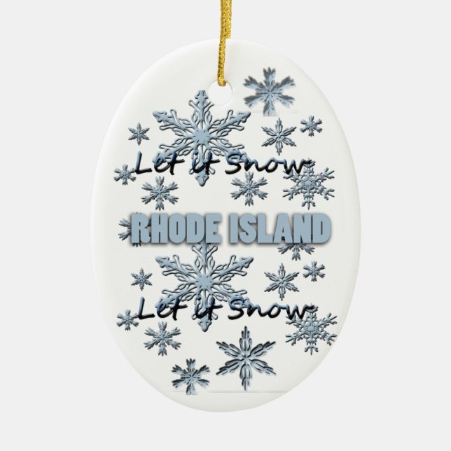 Let it Snow Rhode Island Christmas Ornament (Front)