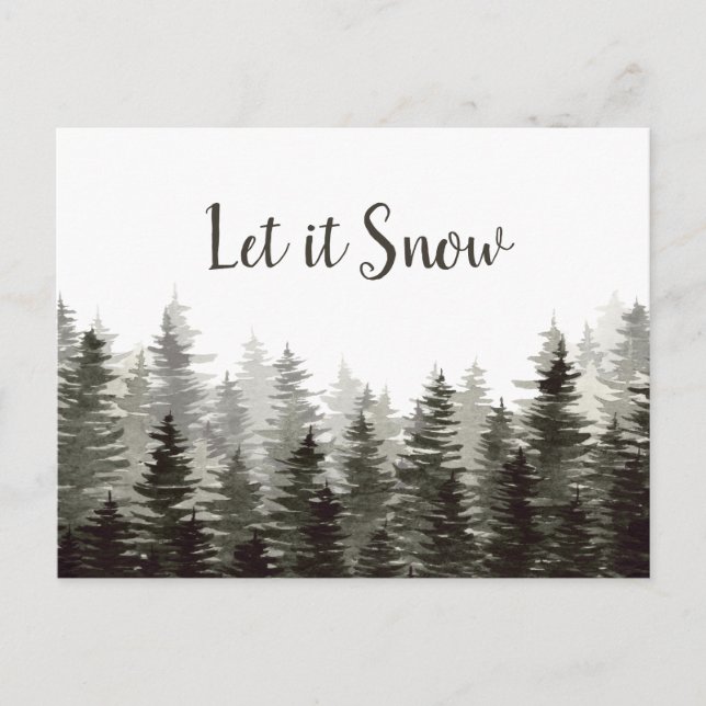 Let It Snow Rustic Pine Trees  Postcard (Front)