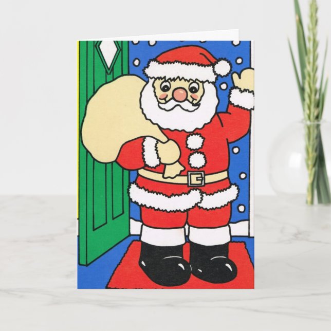 Let it snow!, Santa waves goodbye Holiday Card (Front)