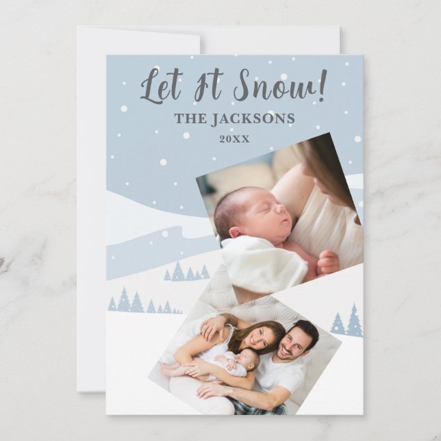Let it Snow Scene Photo Holiday Card (Front)