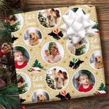 Let it Snow Scottie Dog Fun Custom Photo Gold
