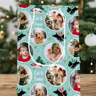 Let it Snow Scottie Dog Fun Photo Mint Christmas Medium Gift Bag