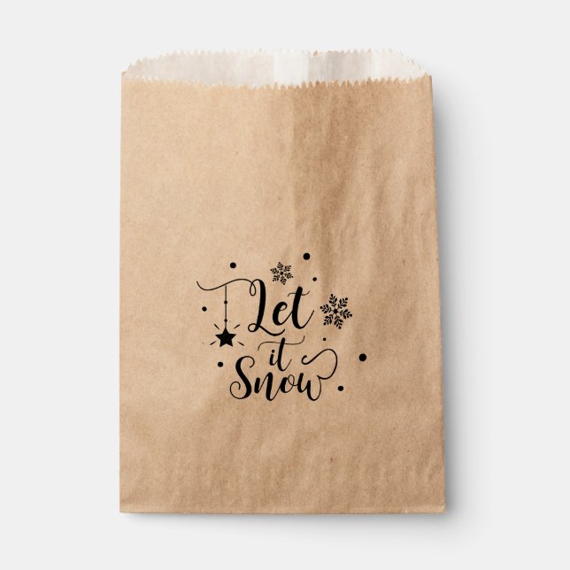 LET IT SNOW Script Winter Christmas Holiday Favour Favour Bags (Front)