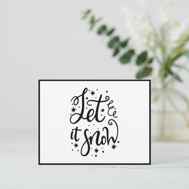 Let it Snow Script with Merry Christmas Modern Holiday Postcard (Standing Front)