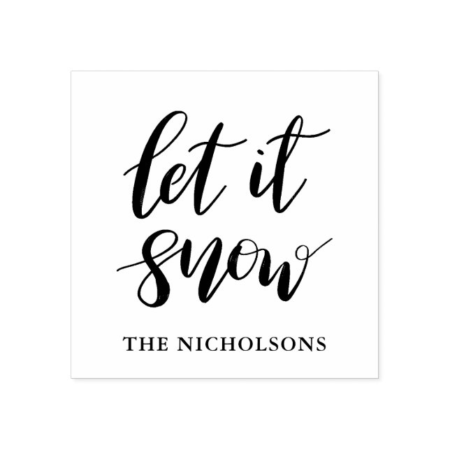 Let It Snow Simple Elegant Handwritten Rubber Stamp (Imprint)