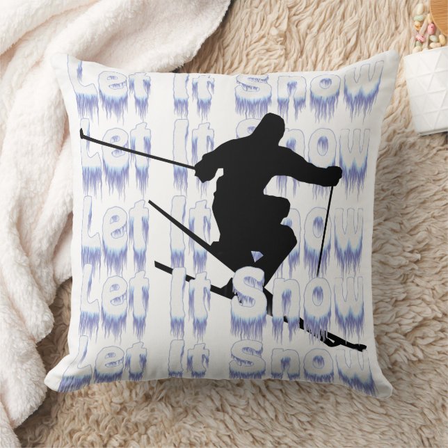 Let It Snow Skier Decorative Cushion (Blanket)