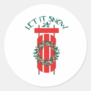 Let It Snow Sled Classic Round Sticker