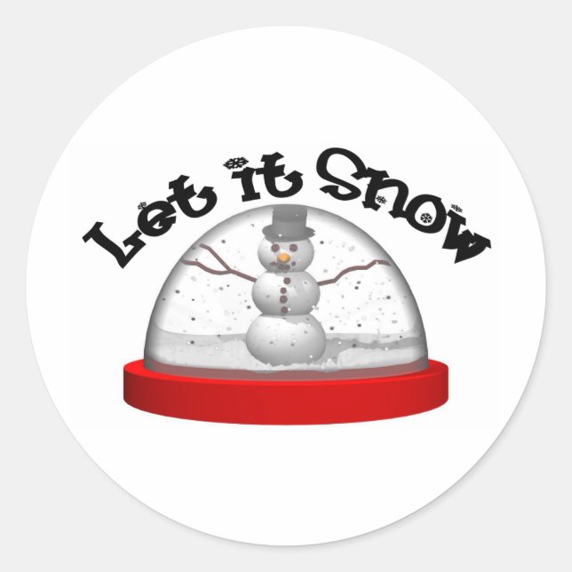 Let It Snow, Snow Globe Classic Round Sticker (Front)