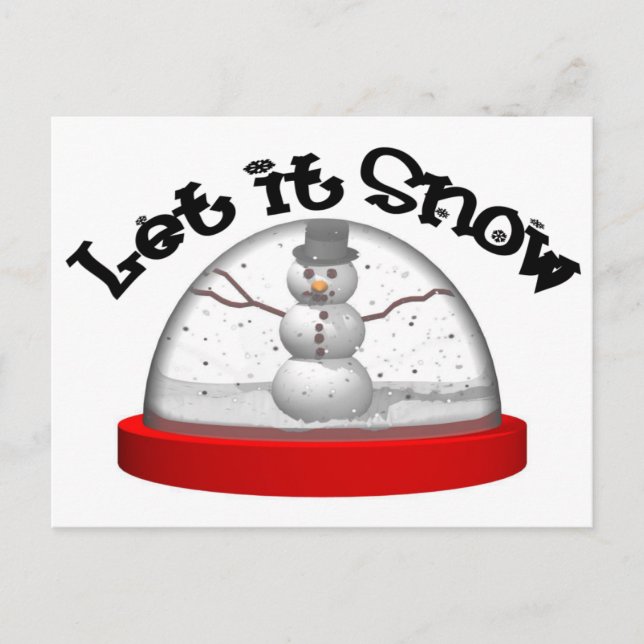 Let It Snow, Snow Globe Holiday Postcard (Front)