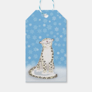 'Let it snow' snow leopard Christmas gift tags