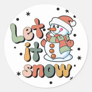 Let It Snow Snow Man Classic Round Sticker